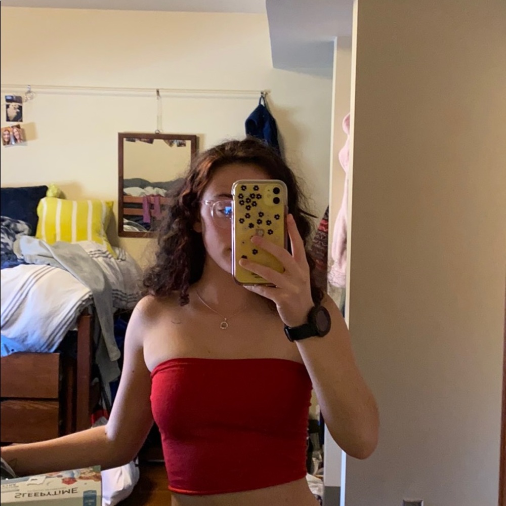 Red tie-back tube top